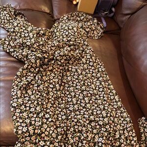 Lily Rose Black Mini Dress with Pink & Cream Floral Print